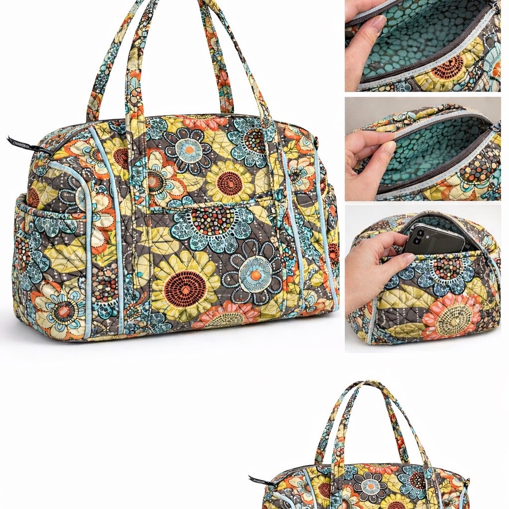 Quilted Floral Tote Bag in Multi-Color - Women Bags